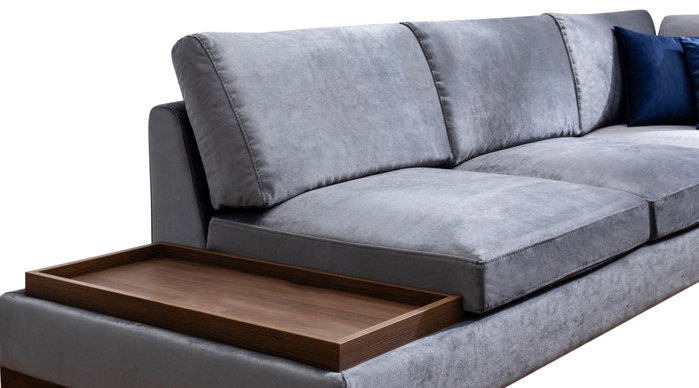 Atelier Del Sofa Tulip Sofá Esquinero Derecho con Puf - Gris Oscuro Atelier Del Sofa Tulip Sofá Esquinero Derecho con Puf - Gris Oscuro